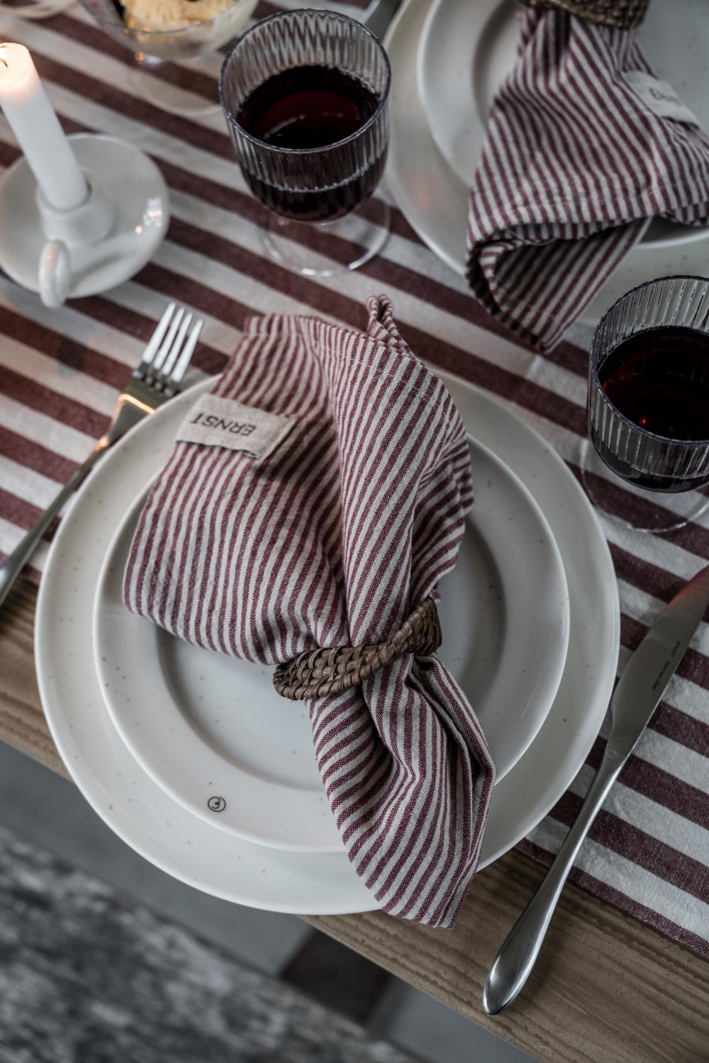 Kjøkkenhåndkle, bred stripe rød/hvit - Bilde 2