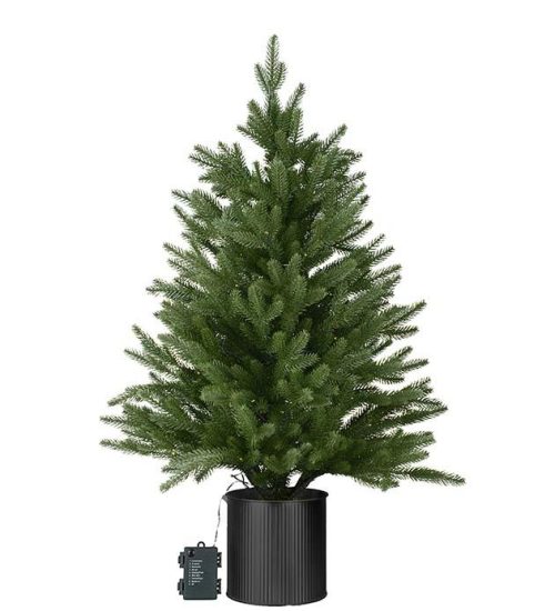 Gran m/belysning i krukke, 90 cm