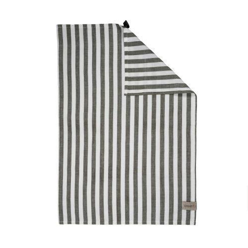 Kjøkkenhåndkle, bred stripe salvie/hvit