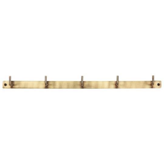 Knaggrekke m/5 knagger, antikk messing look