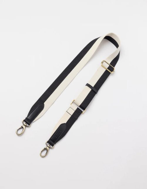 Striped Webbing Strap, Black & White